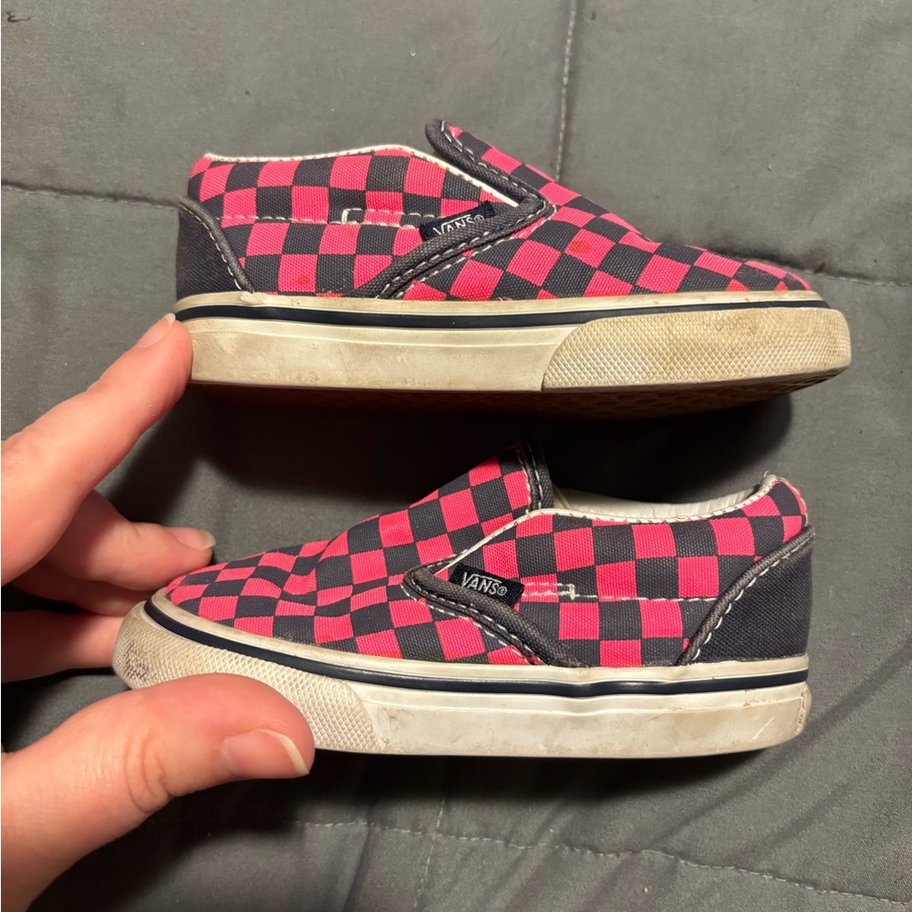VANS Toddlers Classic Slip-On Pink and Black Checkered Shoes Size 5 - Picture 6 of 8